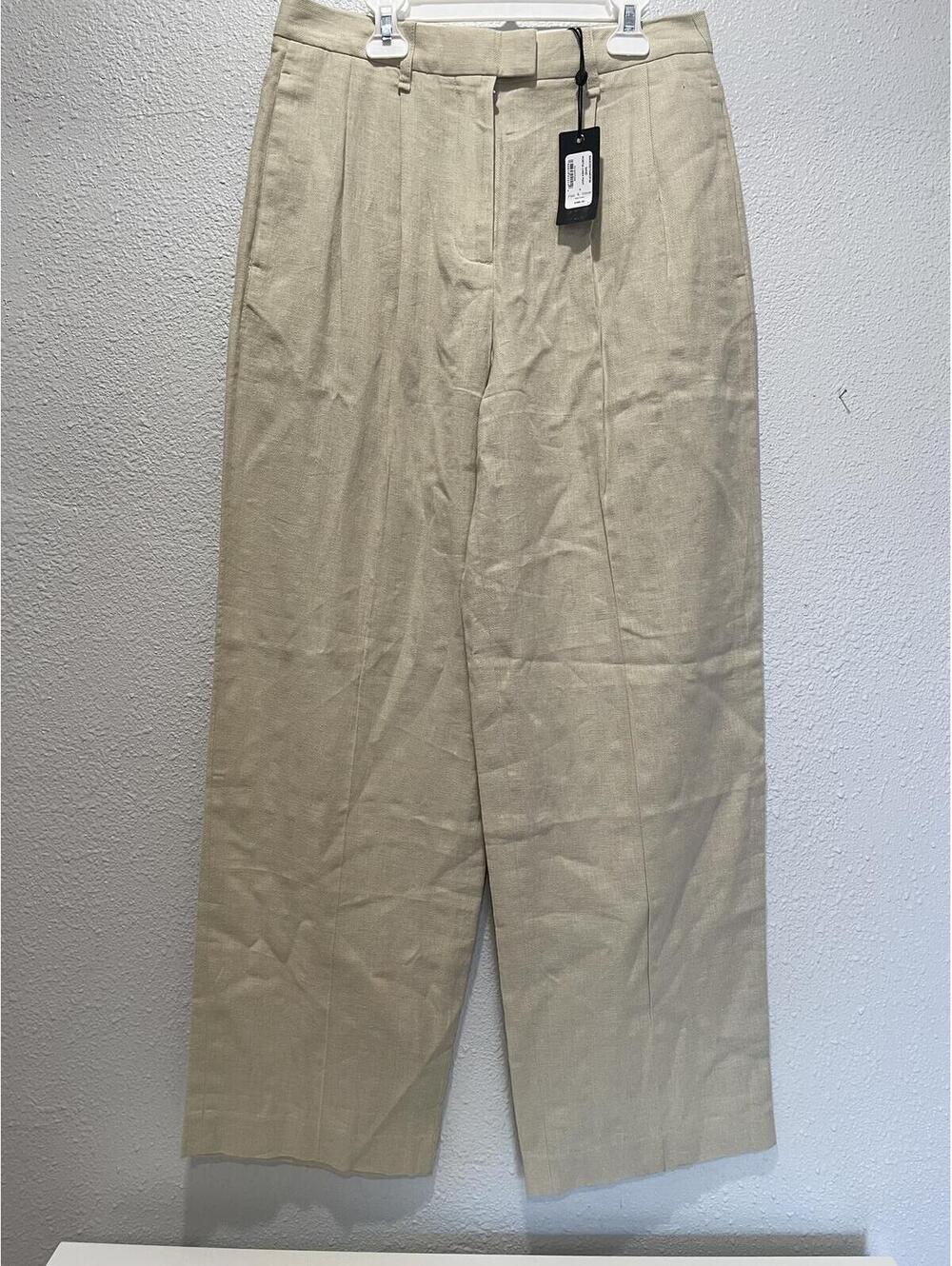 rag & bone Beige Wide-Leg Linen Blend Pants